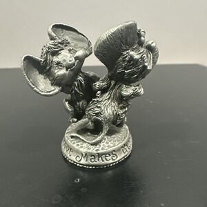 Hudson Pewter Cheddar & Co  Mice Love Makes The World Go Round Mini Figurines